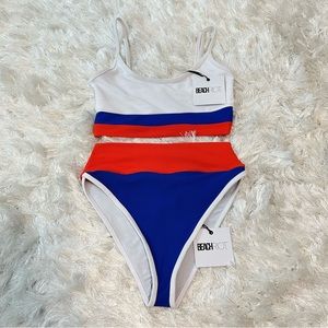 Beach Riot Eva Top and Emmy Bottom in American Colorblock